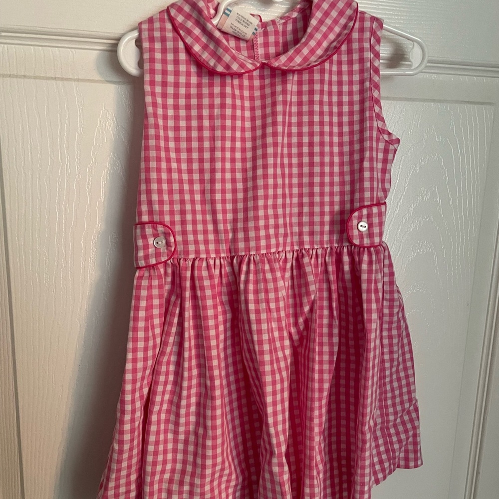 Pink and white gingham dress